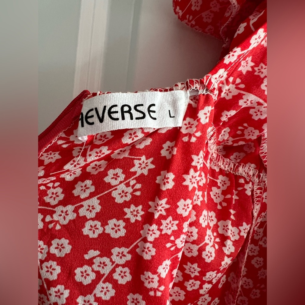Red Floral Ruffle Dress - Picture 14 of 15